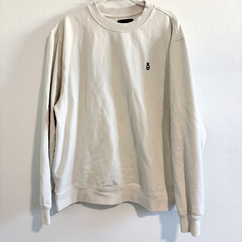 Spiritual Gangster Sweatshirt Crewneck Pullover Cream Logo Embroidered‎ Men's L
